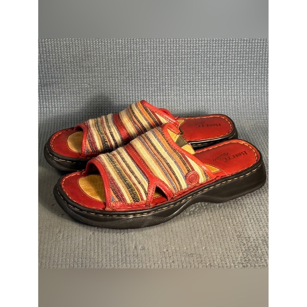 BORN Women's Textile Leather Sandals Red Size 8 US 39 EU